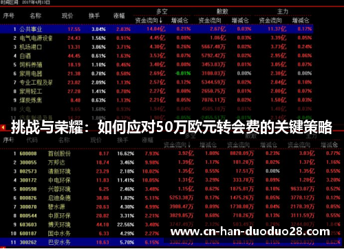 挑战与荣耀:如何应对50万欧元转会费的关键策略 挑战与荣耀:如何应对50万欧元转会费的关键策略