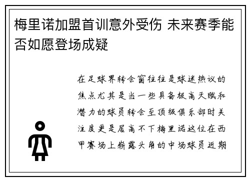 梅里诺加盟首训意外受伤 未来赛季能否如愿登场成疑